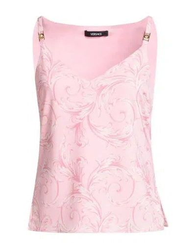 Versace Woman Top Pink Size 14 Polyester, Elastane