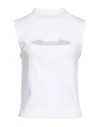 Versace Woman Top White Size 10 Viscose, Polyester In White