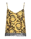 Versace Barocco Print Silk Camisole In Yellow