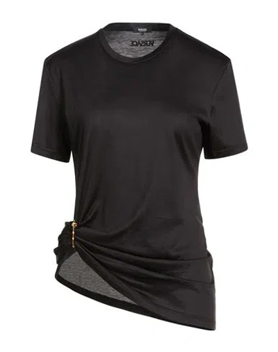 Versace Woman T-shirt Black Size 6 Silk, Cotton