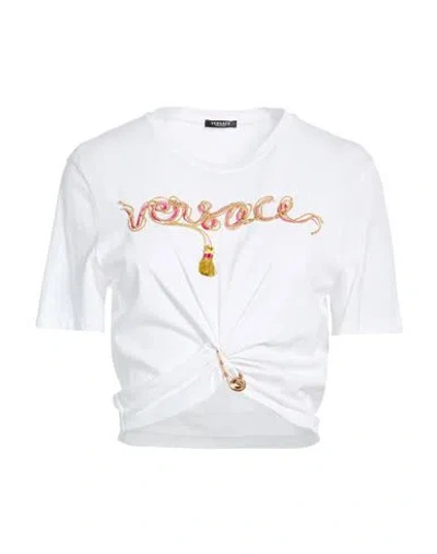 Versace Woman T-shirt White Size 6 Cotton