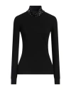 Versace Woman Turtleneck Black Size 10 Virgin Wool, Cashmere In Black