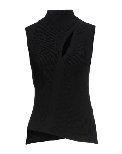 Versace Woman Turtleneck Black Size 6 Viscose, Polyester In Black