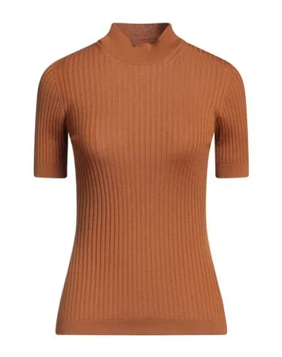 Versace Woman Turtleneck Brown Size 8 Virgin Wool