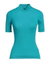 Versace Ribbed-knit Virgin-wool T-shirt In Blue