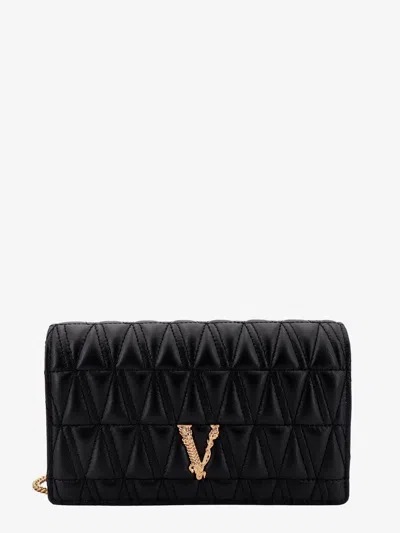 Versace Woman Virtus Woman Black Shoulder Bags