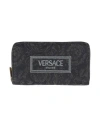 Versace Woman Wallet Black Size - Textile Fibers In Black