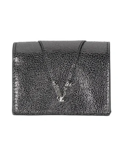 Versace Woman Wallet Charcoal Size - Leather In Gray