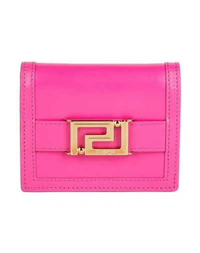 Versace Woman Wallet Fuchsia Size - Calfskin In Pink
