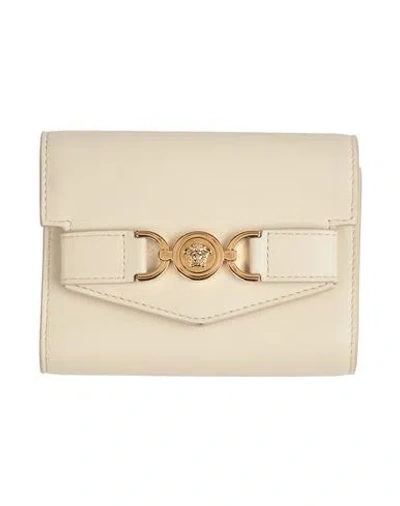 Versace Woman Wallet Ivory Size - Calfskin In White