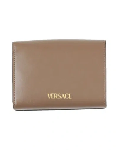 Versace Woman Wallet Khaki Size - Calfskin In Brown