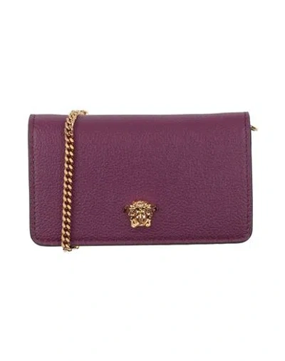 Versace Woman Wallet Plum Size - Calfskin In Purple