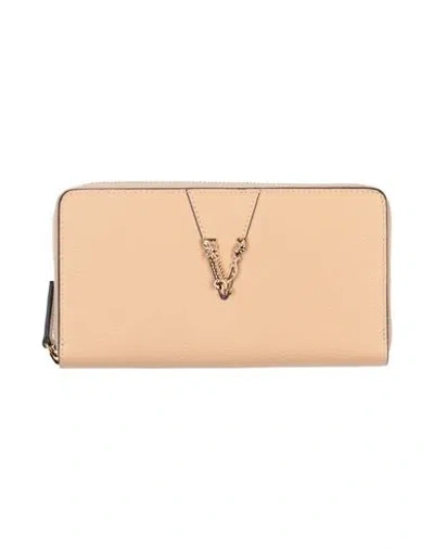 Versace Woman Wallet Sand Size - Calfskin In Beige