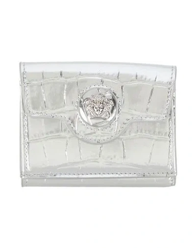 Versace Woman Wallet Silver Size - Leather In Metallic
