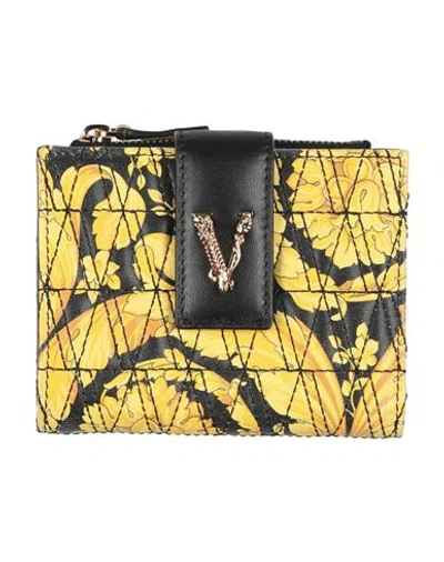 Versace Woman Wallet Yellow Size - Cow Leather