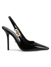 Versace Black Leather High Heel Pumps In Black