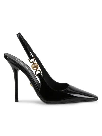 VERSACE WOMEN'S 114MM PATENT LEATHER SLINGBACK PUMPS