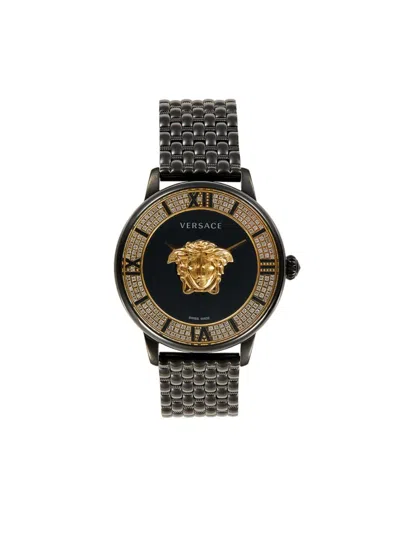 Versace Women's 38mm Black Ip Stainless Steel & Diamond Bracelet Watch In Brown