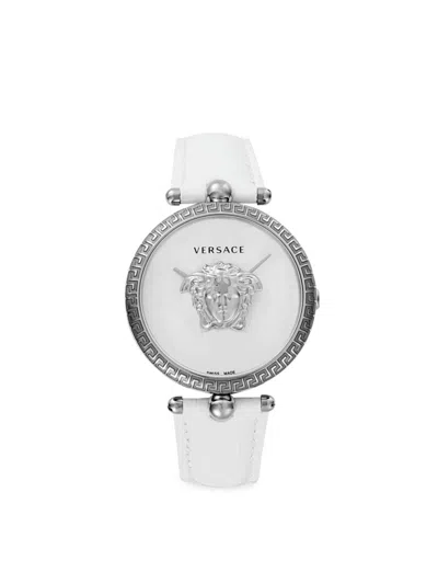Versace Women's 39mm Stainless Steel & Croc Embossed Leather Strap Watch In Sapphire