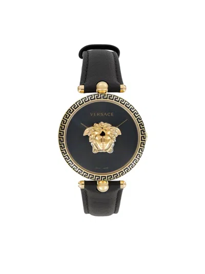 Versace Women's 39mm Stainless Steel & Leather Strap Watch In Black