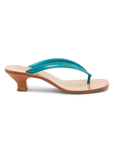 Versace 40mm Logo Jelly Thong Sandals In Blue