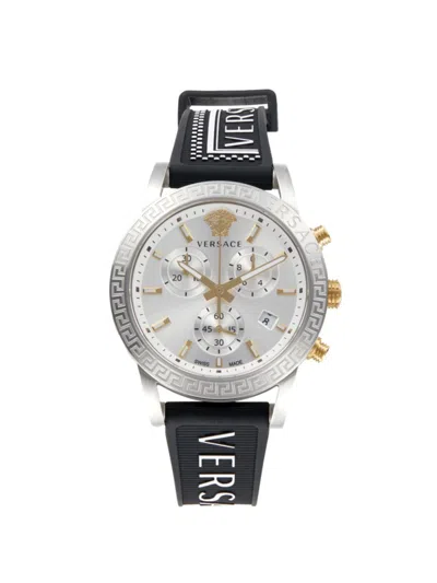 Versace Women's 40mm Stainless Steel & Silicone Strap Chronograph Watch In Sapphire