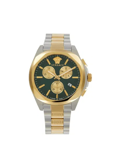 Versace Women's 40mm Two Tone Stainless Steel Medusa Chronograph Bracelet Watch In Gold