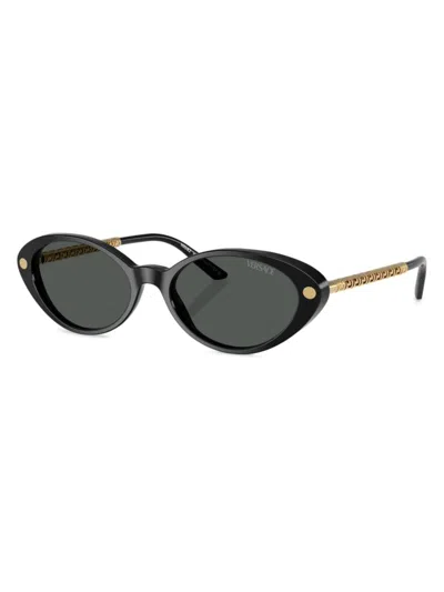 Versace Women's 54mm Oval Sunglasses In Black Gold Dark Grey