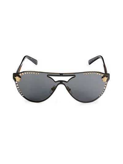 Versace Women's 60mm Embellished Oval Sunglasses In Black