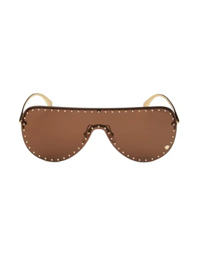 Versace Women's 65mm Studded Shield Sunglasses In Pale Gold
