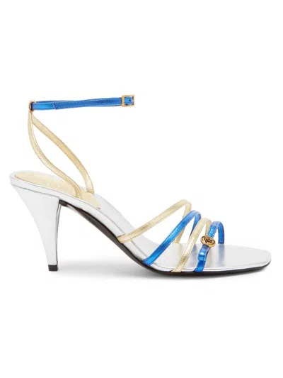 Versace Women's 80mm Leather Sandals In Silver