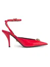 Versace La Medusa Leather Slingback Pumps 85 Mm In Red