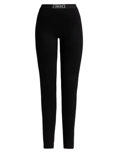 Versace Women's 90's Logo Seamless Leggings In Black