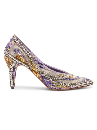 Versace Women's 90mm Embellished Point-toe Pumps In Multi