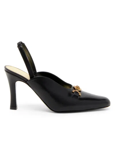 Versace Women's 90mm Medusa-detail Leather Slingback Pumps In Black