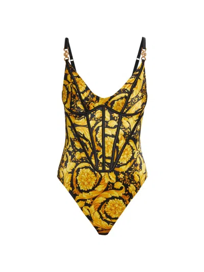 Versace Women's 92' Barocco Print Bodysuit In Multi