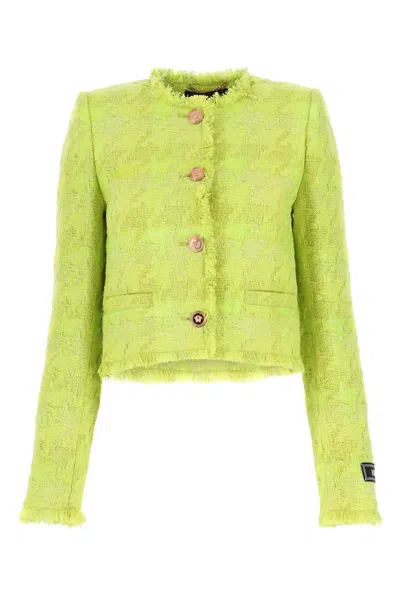 Versace Women Acid Green Boucle Blazer