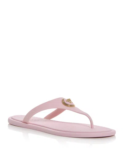 Versace Gianni Ribbon Pink Sandals With Metallic Medusa Head On The Front In Rubber Woman