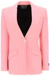 Versace Embroidered Wool Jacquard Blazer With Back Slit In Pink