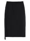 Versace Wool Silk Pencil Skirt In Nero