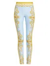 Versace Light Blue Baroque Pattern Work-out Leggings In Blue