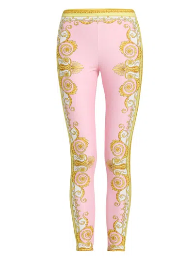 Versace Leggings Spring Barocco On Responsible Matt Lycra Trousers Rose In Pink