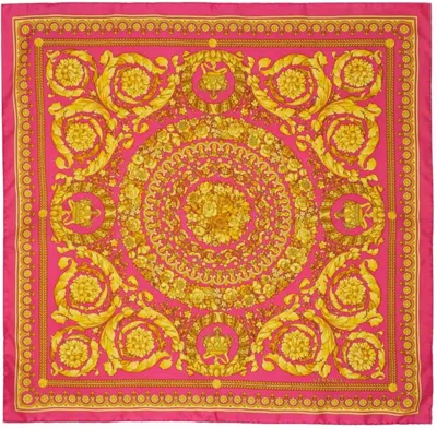 Versace Women's Barocco Large Foulard Scarf In Pink Gold In Multi