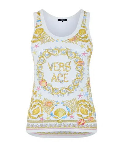 Versace Women's Barocco Printed Tank Vest In White