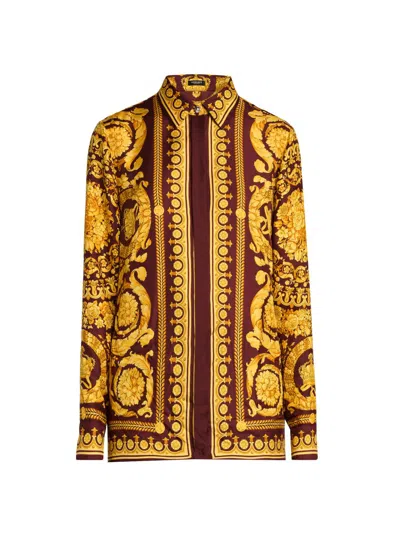 Versace Women Gold Barocco Shirt, S Luxury Shirts For Women Darveys In Multi