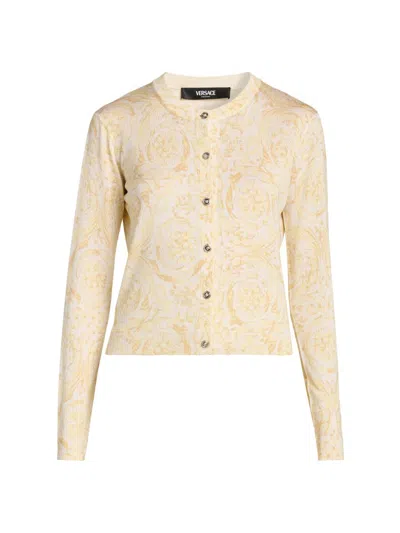 Versace Women's Barocco Silk Cardigan In Gold