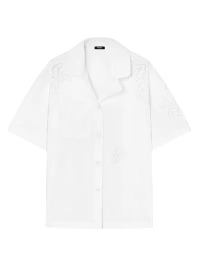 Versace Women's Baroque À Jour Cotton Camp Shirt In Optic White
