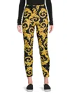 Versace Barocco Print High-waisted Leggings In Black Gold