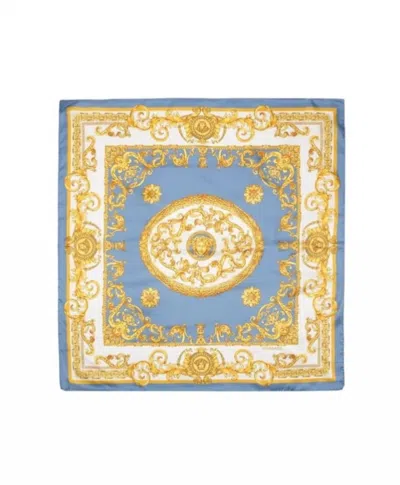 Versace Women's Baroque-inspired Silk Scarf In Grey, White, And Gold In Multi