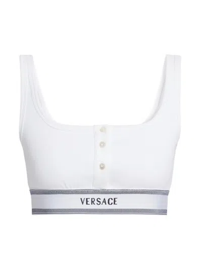 Versace Women's Bio Cotton Rib-knit Bra In White